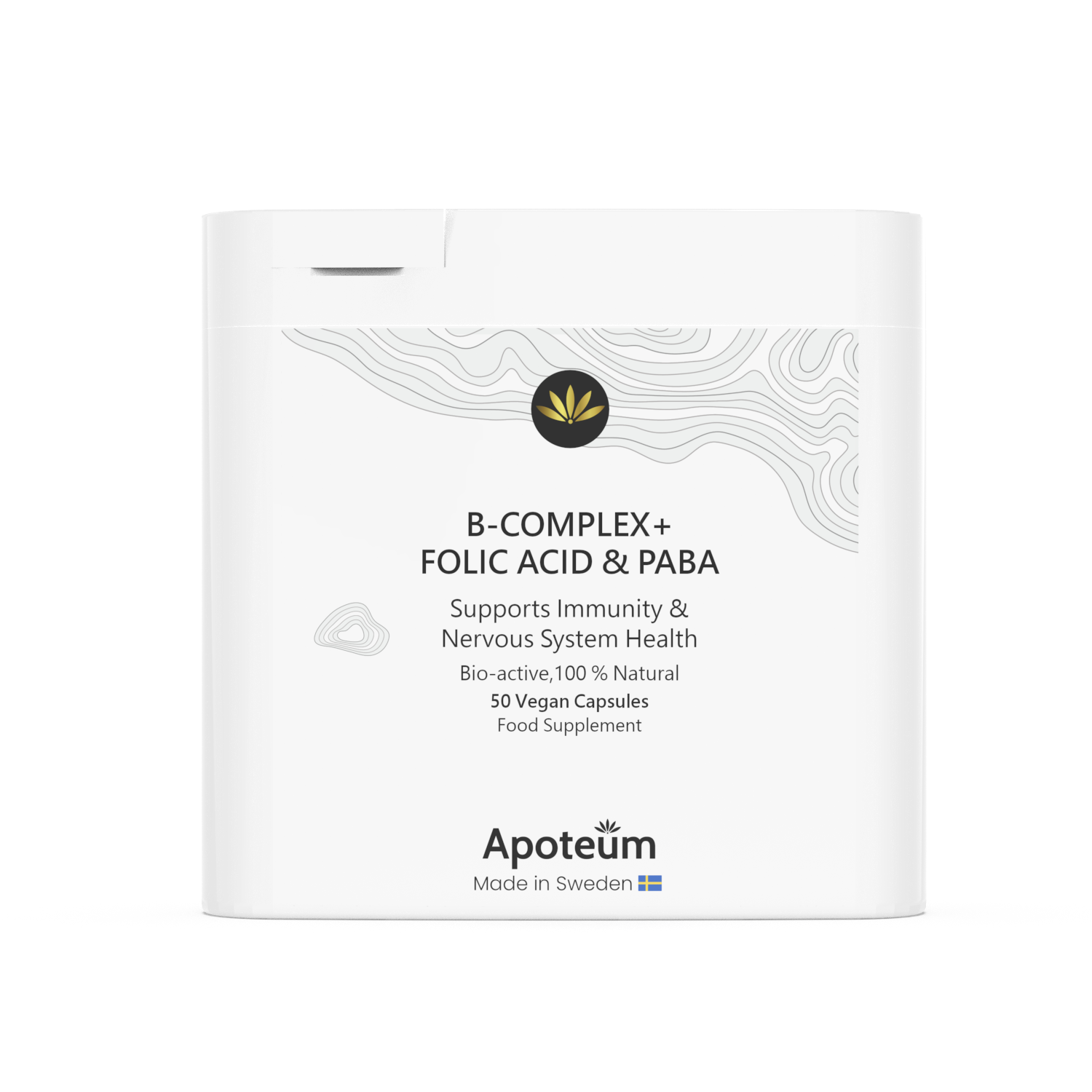 Packung mit 60 Kapseln Vitamin B-Komplex + Folsäure & PABA