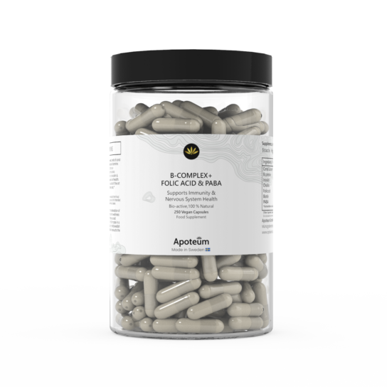 Packung mit 250 Kapseln Vitamin B-Komplex + Folsäure & PABA