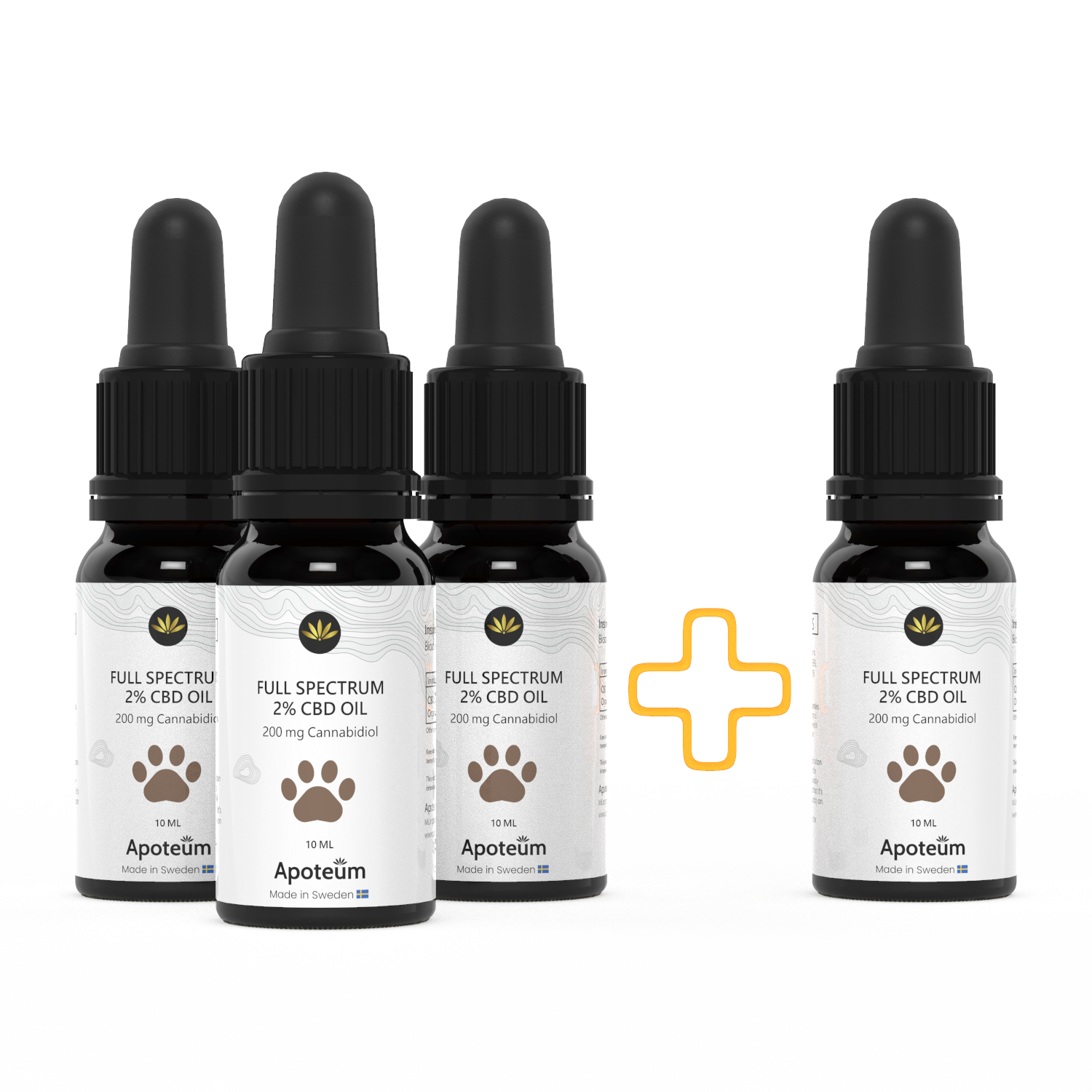 4 Flaschen 2% CBD Öl für Tiere- Vollspektrum - Natur