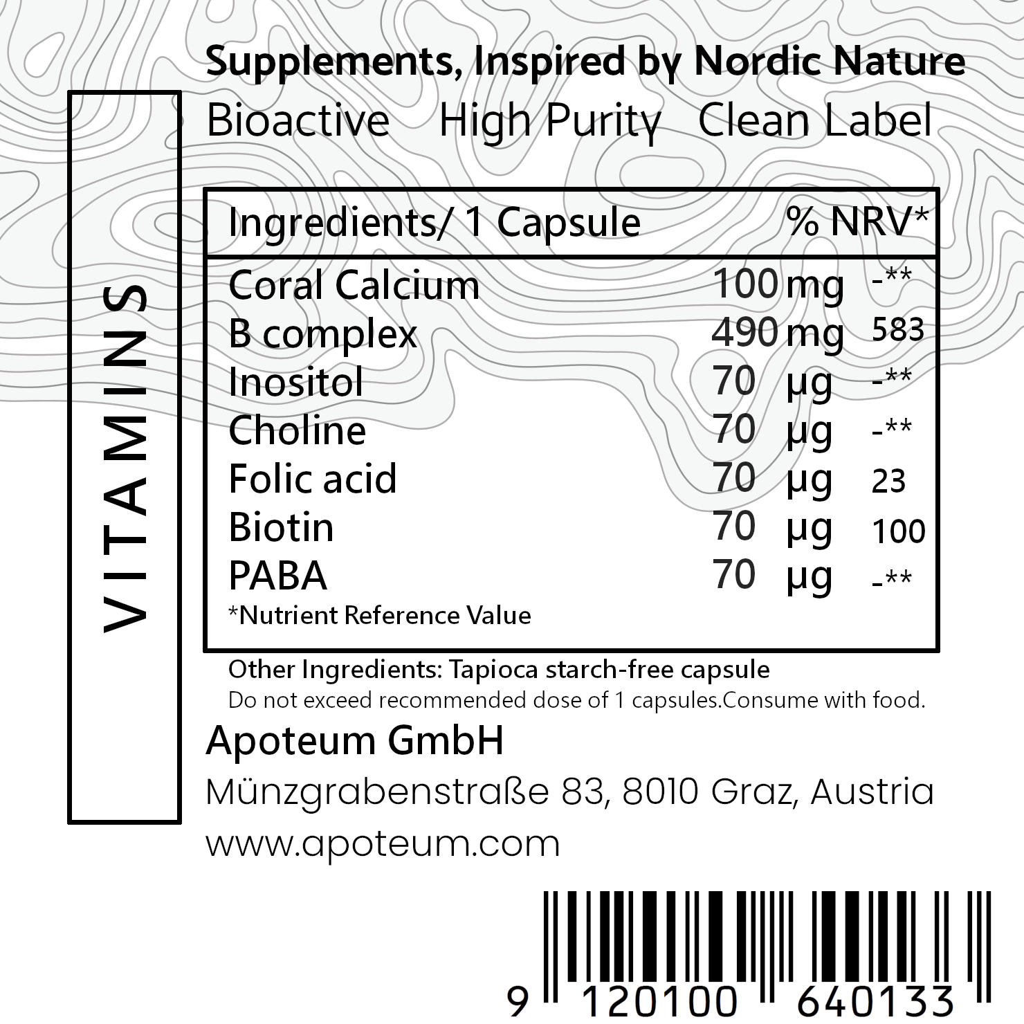 Etikett von Vitamin B-Komplex + Folsäure & PABA