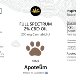 Etikett von 2% CBD Öl für Tiere - Vollspektrum - Natur