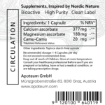 Etikett von Mineralascorbat+Camu-Camu-Kapseln (Kreislaufunterstützung-Formel)