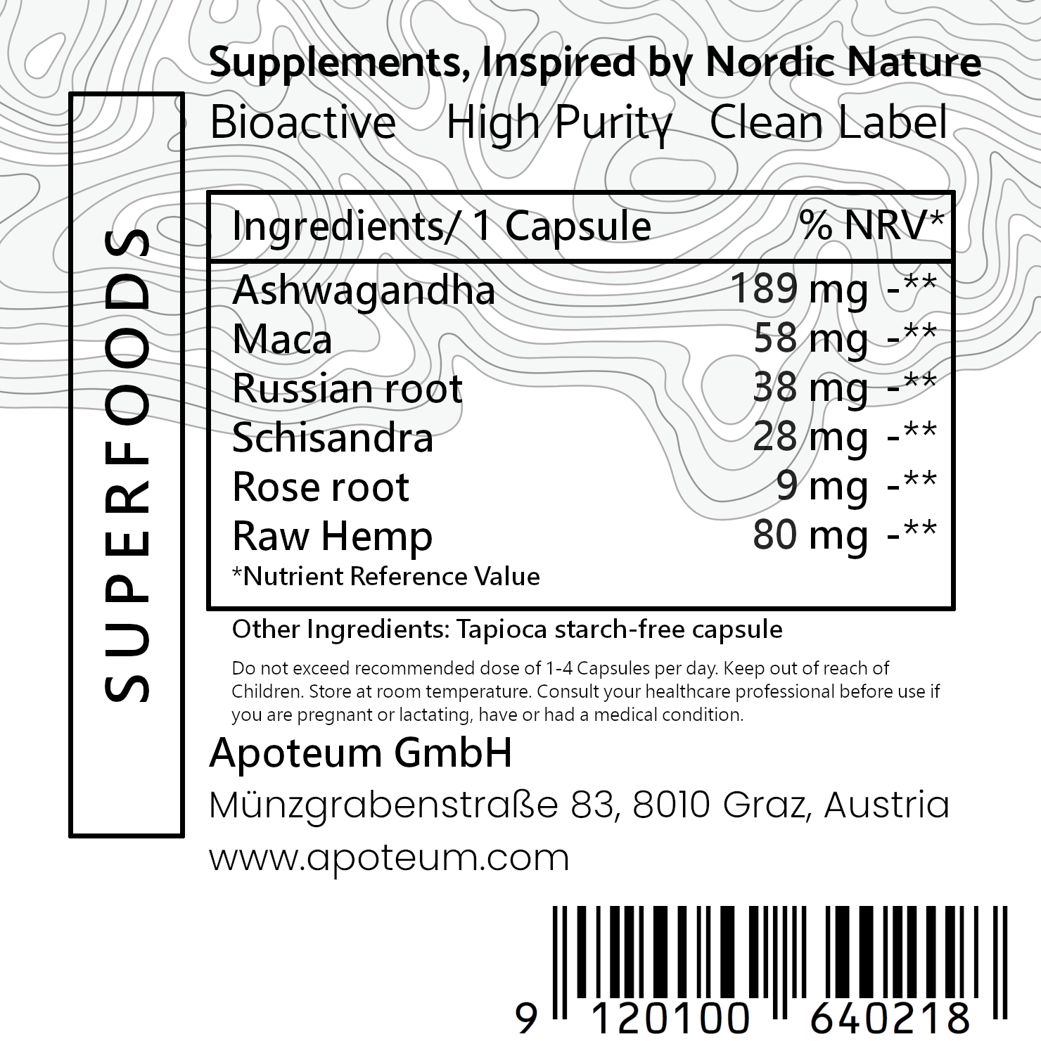 Etikett von Wurzel-Komplex-Kapseln (Formel zur Hormonregulation)