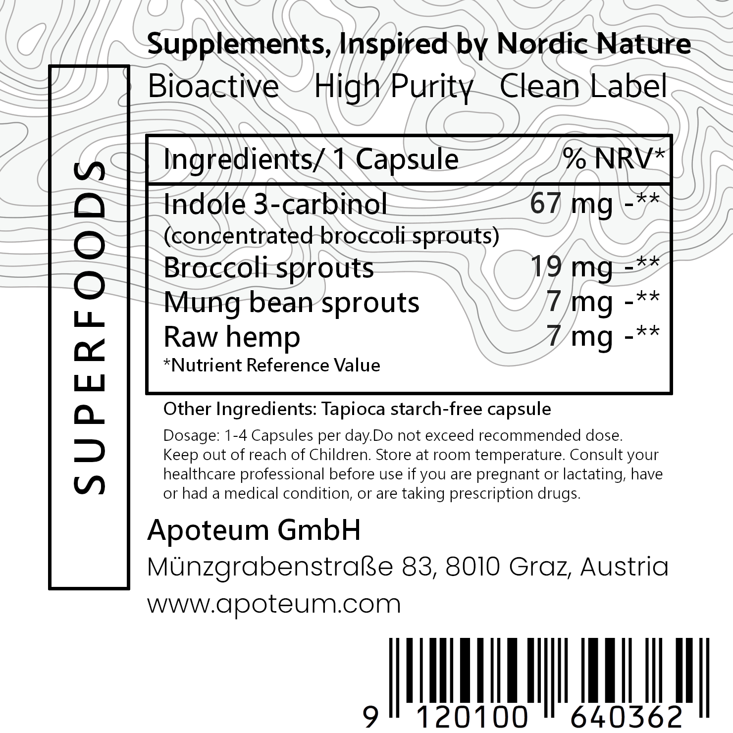 Etikett von Indol-3-Carbinol-Kapseln